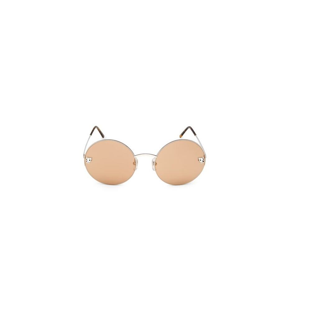 $1,395 NIB Cartier Silver Polished Metal Panther Hardware 60MM Round Sunglasses